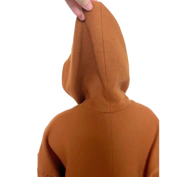 Vintage 1980s 90s Stephanie Mathews Camel Brown and Navy Wool Toggle Coat // S - Picture 8 of 10